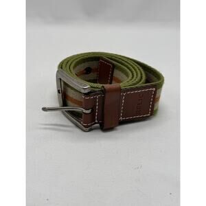 Relic Web BELT Canvas & LEATHER Tri-color Orange Khaki Green 47” Long